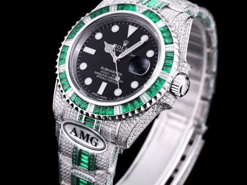 Replica Rolex Submariner Iced Out 116610LV-6 41mm Black Dial - Best shop to buy a Fake Rolex