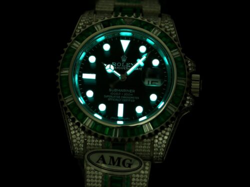 Replica Rolex Submariner Iced Out 116610LV-6 41mm Black Dial - Best shop to buy a Fake Rolex