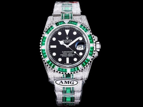 Replica Rolex Submariner Iced Out 116610LV-6 41mm Black Dial - Best shop to buy a Fake Rolex
