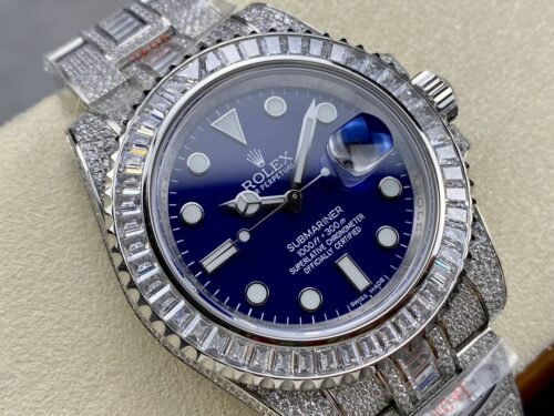 Replica Rolex Submariner Iced Out 116619LB 41mm Blue Dial - Best shop to buy a Fake Rolex