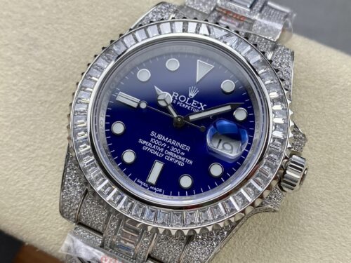 Replica Rolex Submariner Iced Out 116619LB 41mm Blue Dial - Best shop to buy a Fake Rolex