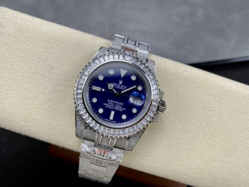 Replica Rolex Submariner Iced Out 116619LB 41mm Blue Dial - Best shop to buy a Fake Rolex