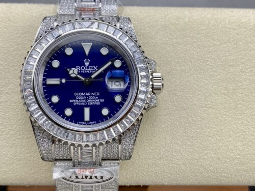 Replica Rolex Submariner Iced Out 116619LB 41mm Blue Dial - Best shop to buy a Fake Rolex