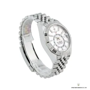 Side profile of the Sky-Dweller 336934 showing fluted bezel and crown