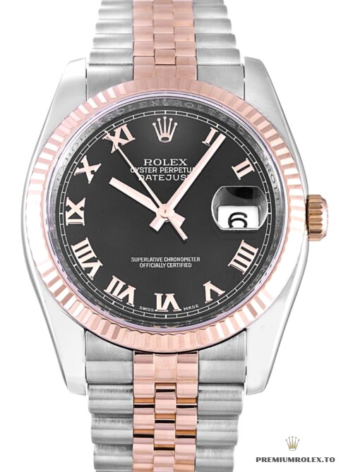 Replica Rolex Datejust 116231 Black Dial 36mm Steel Rose Gold Jubilee - Best Quality Counterfeit Rolex