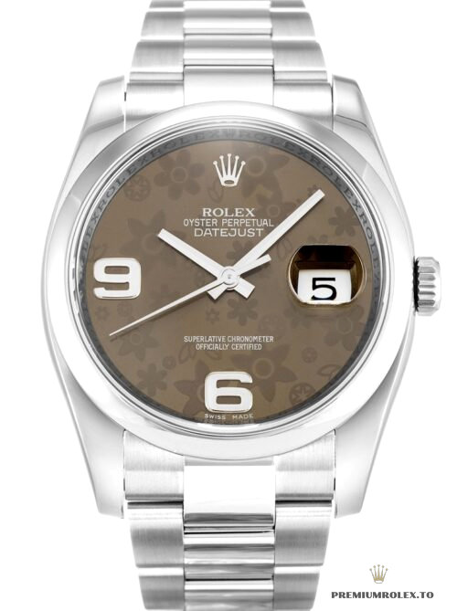 Replica Rolex Datejust 116200 36mm Brown Floral Dial - fake Rolex for sale