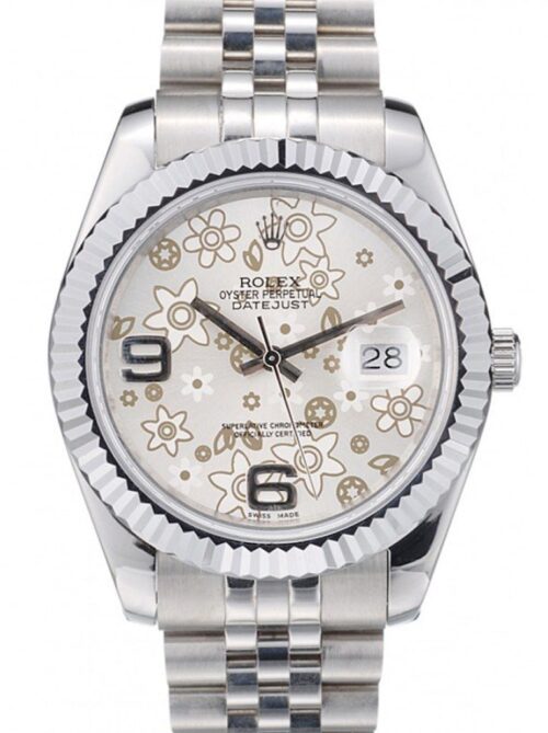 Replica Rolex Datejust 41983 41mm Silver Floral Dial - Best shop to buy a Fake Rolex