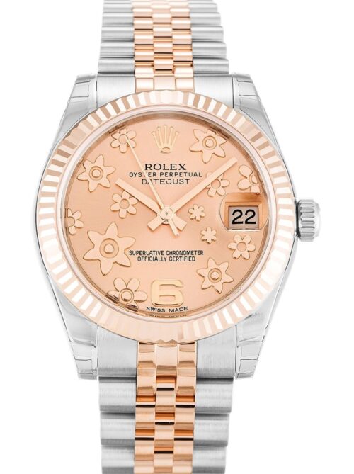 Replica Rolex Datejust 178271 Mid-Size 31mm Pink Floral Dial - Best shop to buy a Fake Rolex