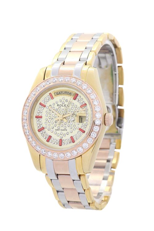 Replica Rolex Day-Date 118346 36mm Yellow Gold Dial with diamonds - Best shop to buy a Fake Rolex