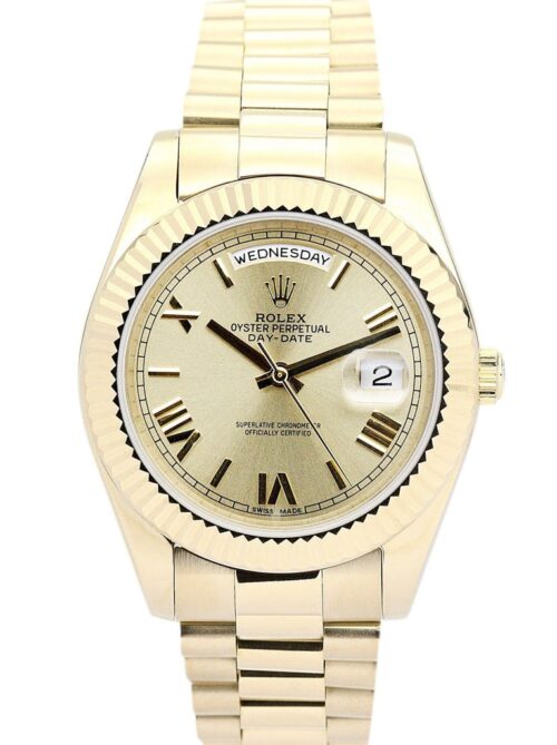 Replica Rolex Day-Date II 218238 41mm Gold Dial - Best shop to buy a Fake Rolex