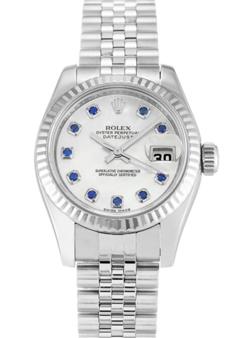 Replica Rolex Lady-Datejust 179174 26mm White Mother of Pearl Dial - Best shop to buy a Fake Rolex
