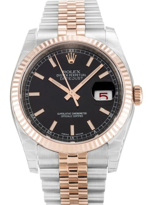 Replica Rolex Lady-Datejust 179171 36mm Rose Gold Black Dial - Best shop to buy a Fake Rolex