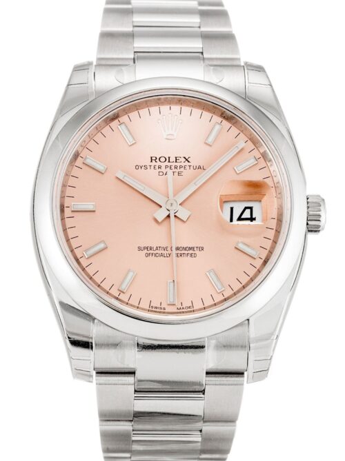 Replica Rolex Oyster Perpetual Date 34mm Dial Salmon 115200 - Best shop to buy a Fake Rolex