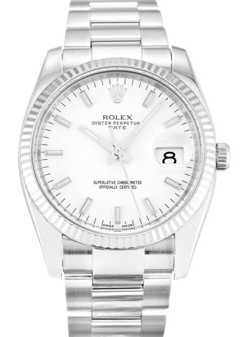 Replica Rolex Oyster Perpetual Date 34mm Dial White 115234 - Best shop to buy a Fake Rolex