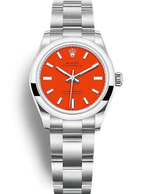 Replica Rolex Oyster Perpetual Lady 31mm Dial Coral Red 277200 - Best shop to buy a Fake Rolex
