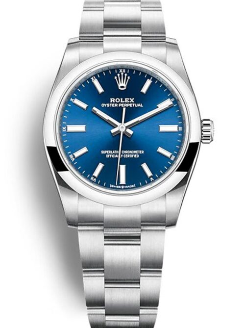 Replica Rolex Oyster Perpetual Lady 34mm Dial Blue 124200 - Best shop to buy a Fake Rolex