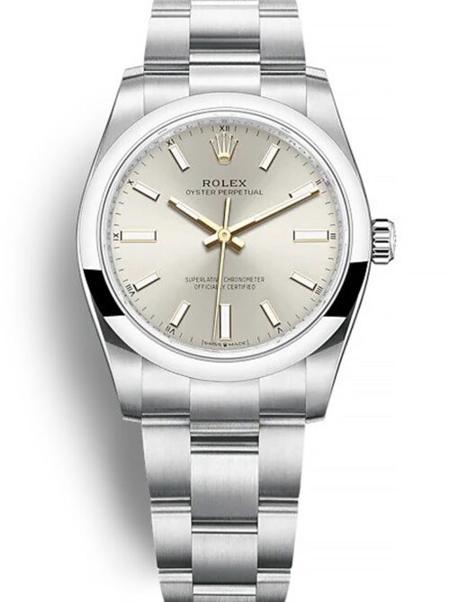 Replica Rolex Oyster Perpetual Lady 34mm Dial Silver 124200 - Best shop to buy a Fake Rolex