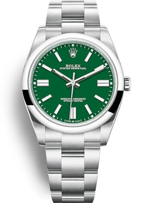 Replica Rolex Oyster Perpetual Lady 41mm Dial Green 124300 - Best shop to buy a Fake Rolex