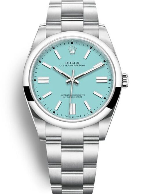 Replica Rolex Oyster Perpetual Lady 41mm Dial Turquoise Blue 124300 - Best shop to buy a Fake Rolex