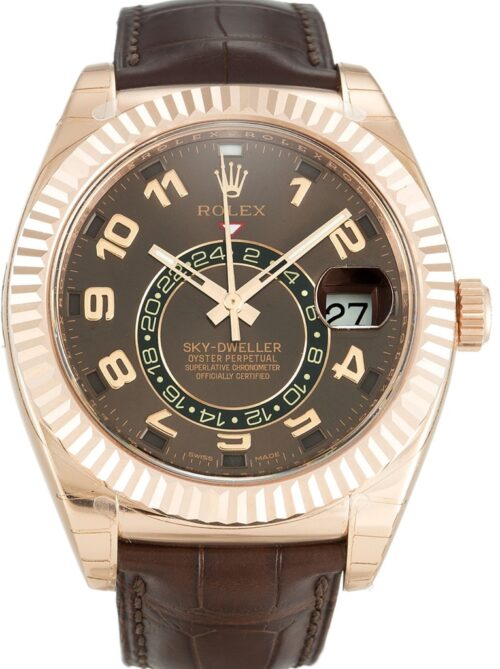 Replica Rolex Sky-Dweller 326135 42mm Brown Dial - Best shop to buy a Fake Rolex