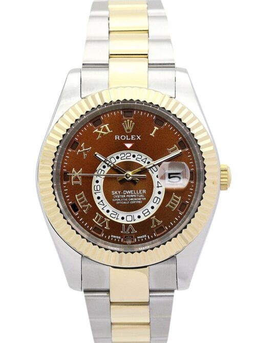 Replica Rolex Sky-Dweller 42mm Brown Dial 326938 - Best shop to buy a Fake Rolex