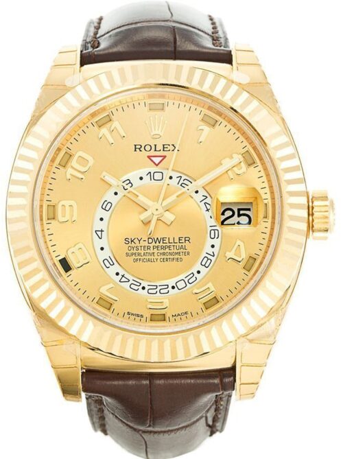 Replica Rolex Sky-Dweller 326138 42mm Gold Dial - Best shop to buy a Fake Rolex