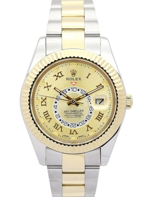 Replica Rolex Sky-Dweller 326938 42mm Gold Dial - Best shop to buy a Fake Rolex