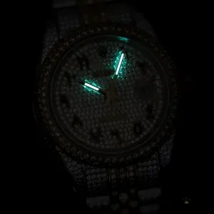 Dial macro showing light refraction across gem-set surface