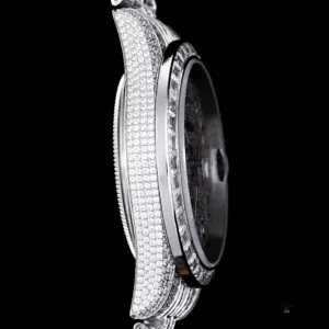 Side profile of 126300 showing diamond-set bezel and 41mm Oystersteel case