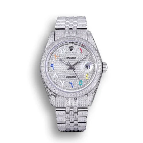 Replica Rolex Datejust 126300 41mm Full-Diamond Dial Arabic 10 - Best shop to buy a Fake Rolex