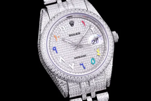 Replica Rolex Datejust 126300 41mm Full-Diamond Dial Arabic 6 - Best shop to buy a Fake Rolex