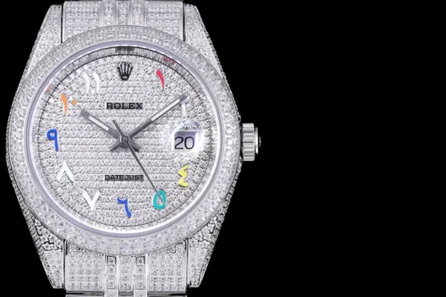 Replica Rolex Datejust 126300 41mm Full-Diamond Dial Arabic 8 - Best shop to buy a Fake Rolex