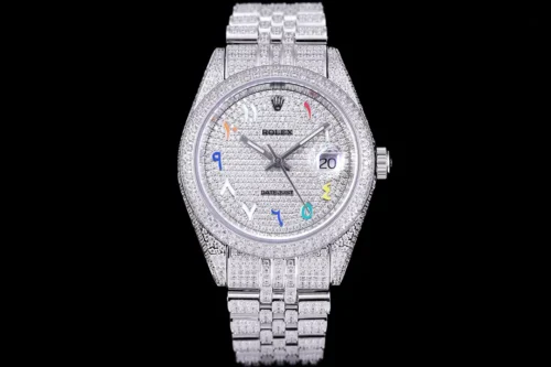 Replica Rolex Datejust 126300 41mm Full-Diamond Dial Arabic 9 - Best shop to buy a Fake Rolex