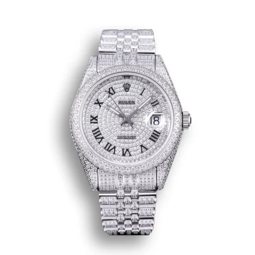 Replica Rolex Datejust 126300 41mm Full-Diamond Dial Roman 10 - Best shop to buy a Fake Rolex