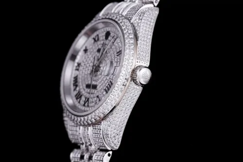 Replica Rolex Datejust 126300 41mm Full-Diamond Dial Roman 5 - Best shop to buy a Fake Rolex