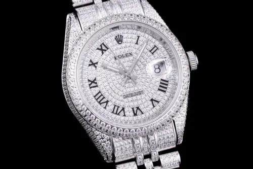Replica Rolex Datejust 126300 41mm Full-Diamond Dial Roman 6 - Best shop to buy a Fake Rolex