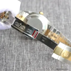 Crown mechanism and case side in two-tone finishing