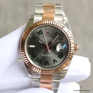Datejust 126331 two-tone case with Everose gold plating and fluted bezel detail