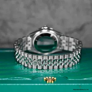 Side profile of the Datejust 278384RBR showing diamond bezel height and case