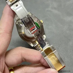 Lug and bracelet junction showing two-tone finishing