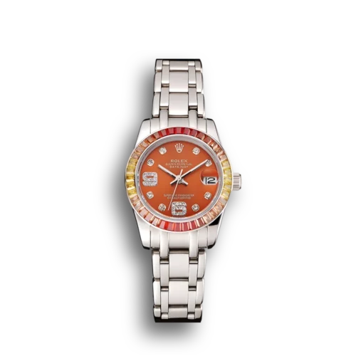 Replica Rolex Datejust SC016821 33mm Orange Dial Front - Best shop to buy a Fake Rolex