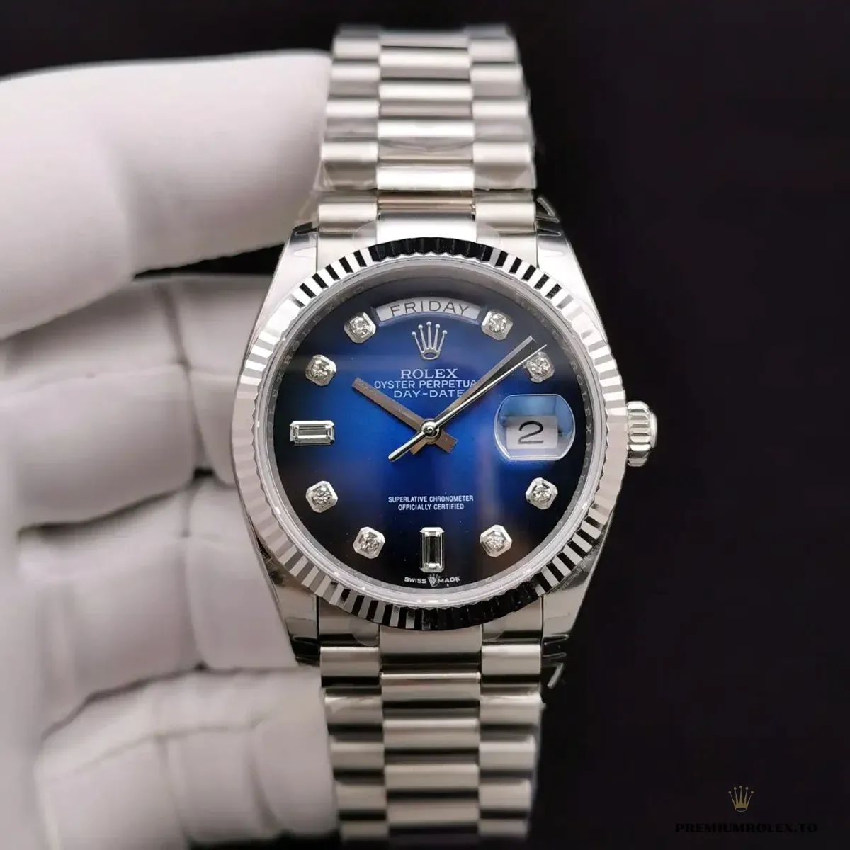 Replica Rolex Day-Date 128238 36mm Blue Ombre Dial - Image 3
