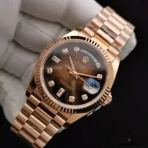 Rolex Day-Date 128238 brown ombre yellow gold-plated President bracelet detail