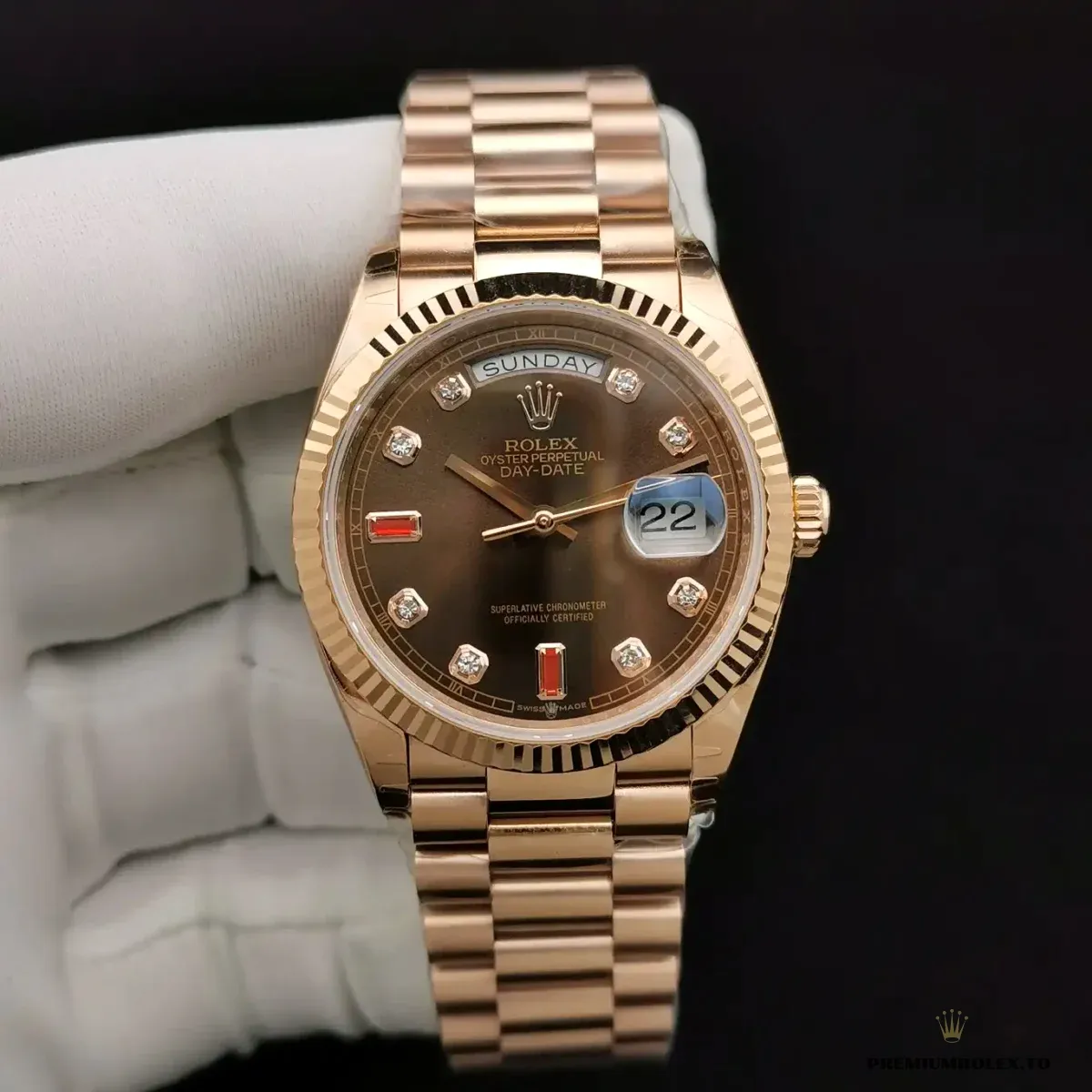 Replica Rolex Day-Date 128238 36mm Chocolate Dial - Image 2