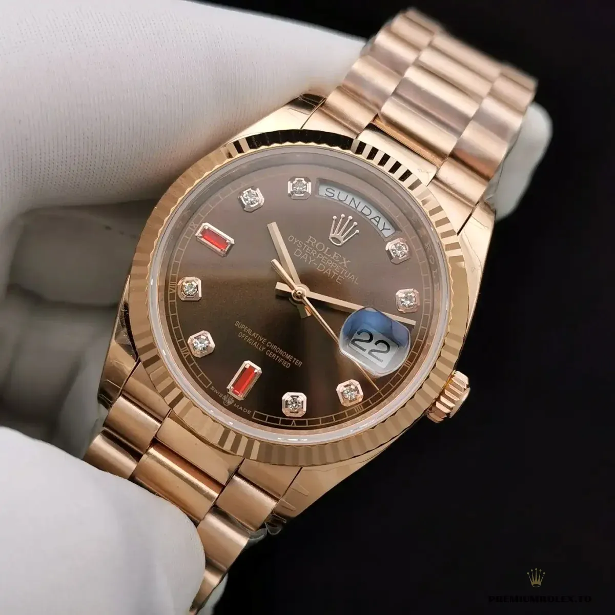 Replica Rolex Day-Date 128238 36mm Chocolate Dial - Image 3