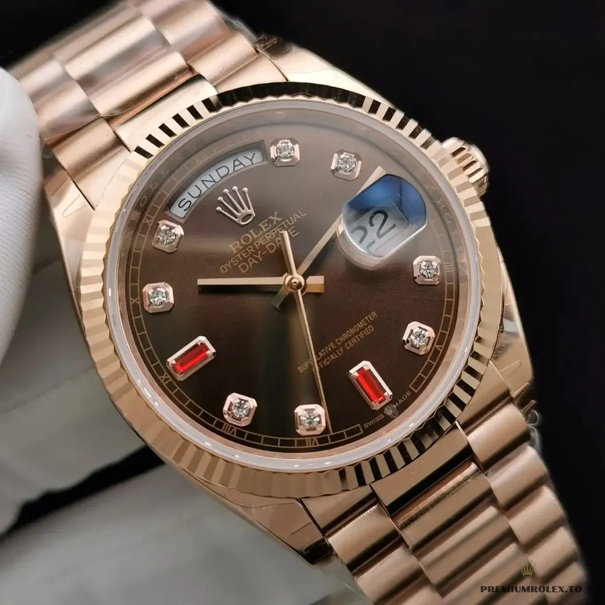 Replica Rolex Day-Date 128238 36mm Chocolate Dial - Image 4