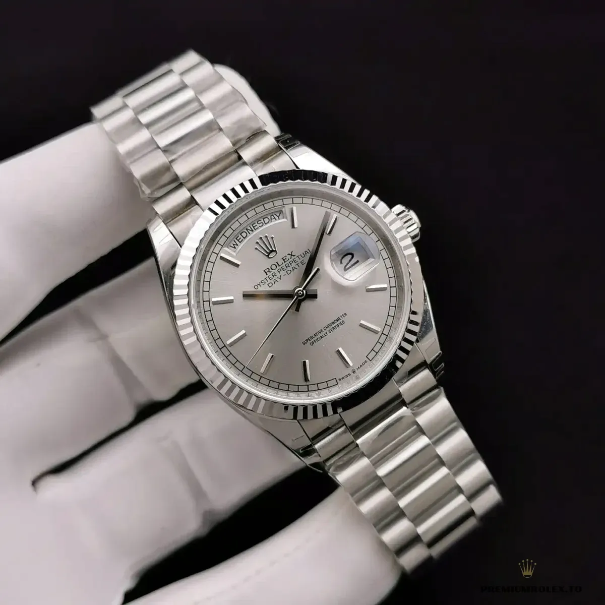 Replica Rolex Day-Date 128238 36mm Silver Dial - Image 2
