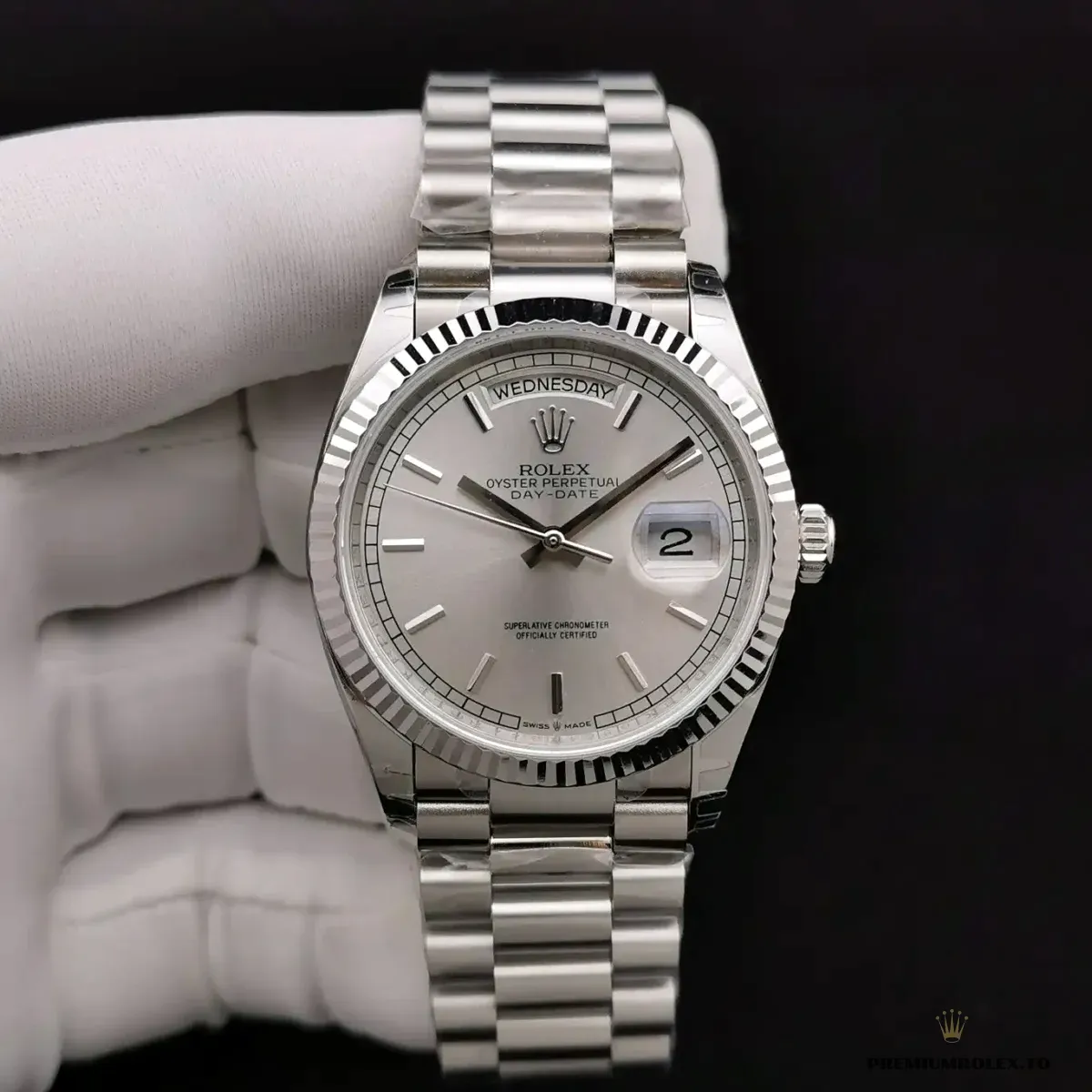 Replica Rolex Day-Date 128238 36mm Silver Dial - Image 3