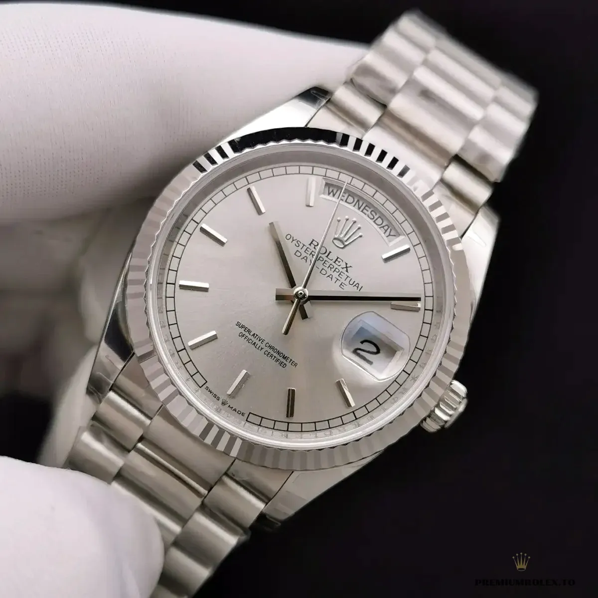 Replica Rolex Day-Date 128238 36mm Silver Dial - Image 4