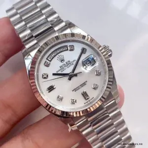 Day-Date 128238 day display detail at 12 o'clock showing full weekday text
